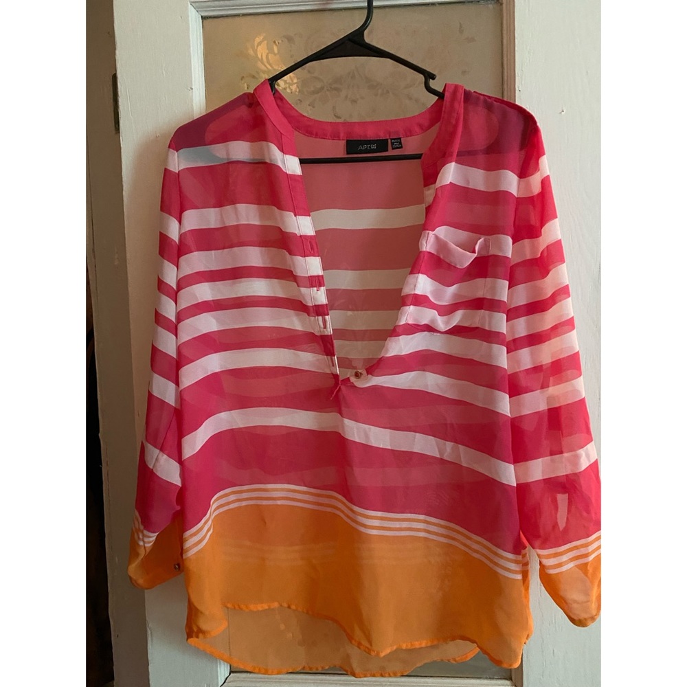 Pink & Orange Stripe Top